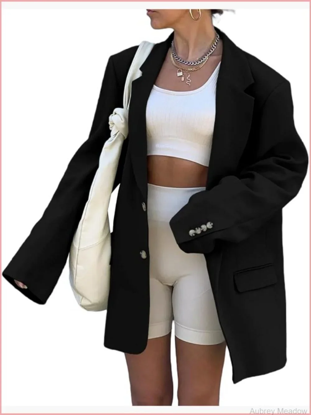 Oversized Open Front Blazer Work Office Jacket Long Sleeve Lapel